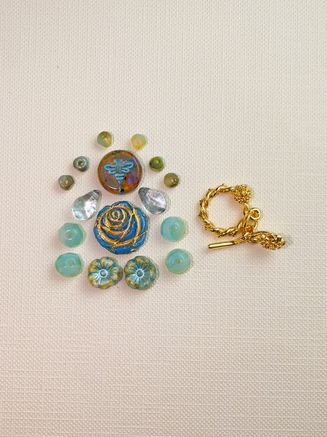 Blue Bee Blossom Bead Set (Unique Piece)