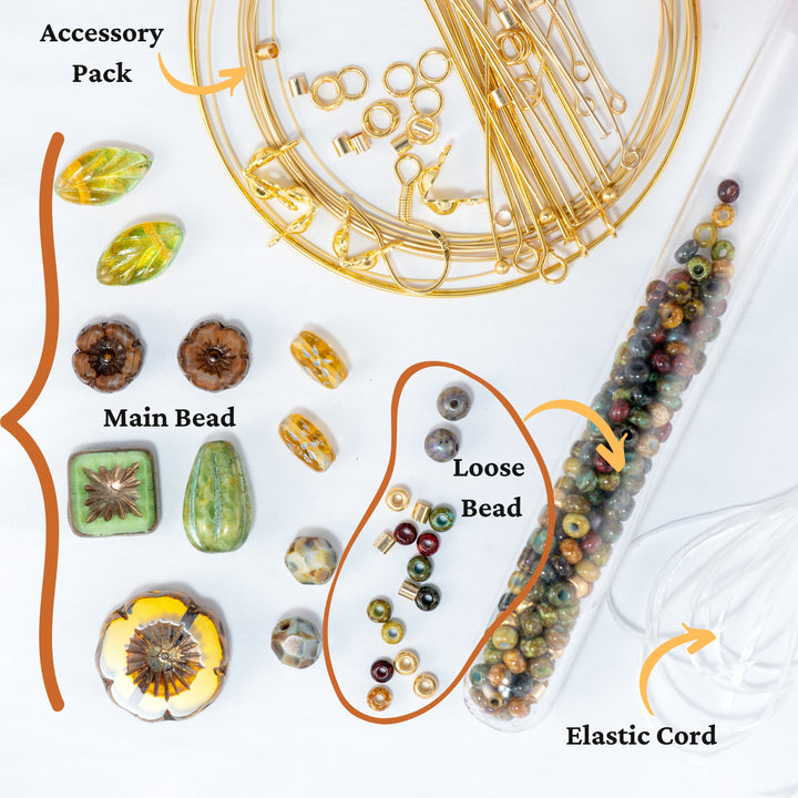 Golden Harvest Necklace Beads Kit